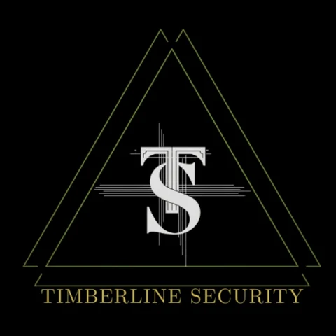 The Timberline Security mark: a T and S monogram inside a green and gold triangle.